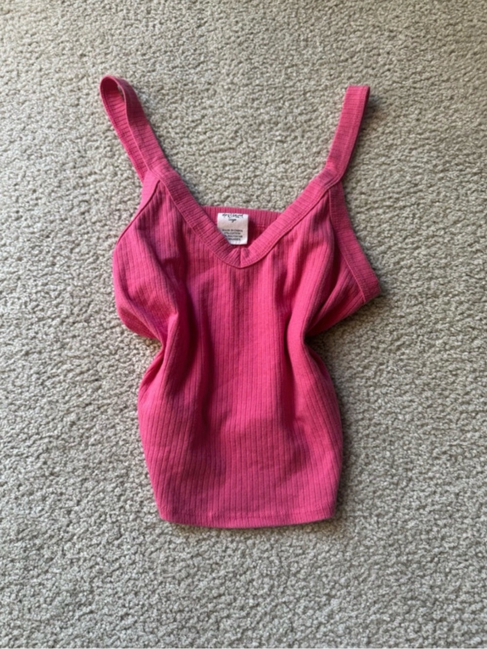 Tilly's Hot Pink Ribbed V-Neck Tank Destined y2k